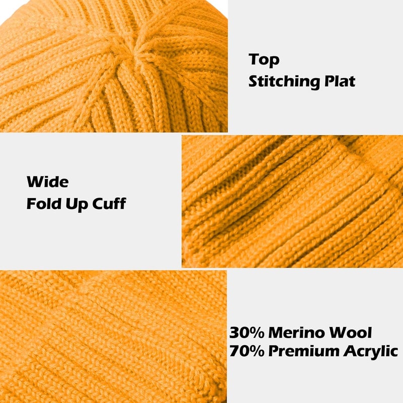 ACTLATI Kids Merino Wool Beanie Hat Winter Boys Girls Ribbed Knit Beanies Caps Unisex Cuffed Skull Caps 7-14 Years - Image 4